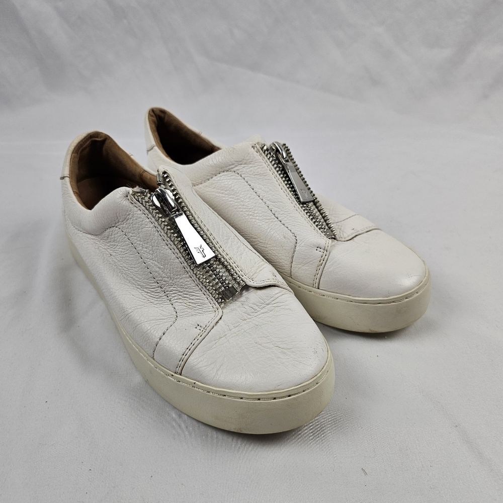 Frye Lena Zip High White Leather Sneakers Women’s Size 9